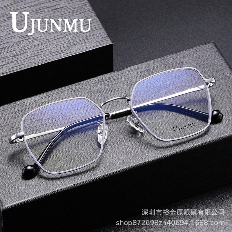 高度数纯钛眼镜框复古镜框女生时尚大框显瘦近视眼镜架 F10100