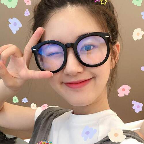 赵露思同款眼镜黑框女ins圆形
