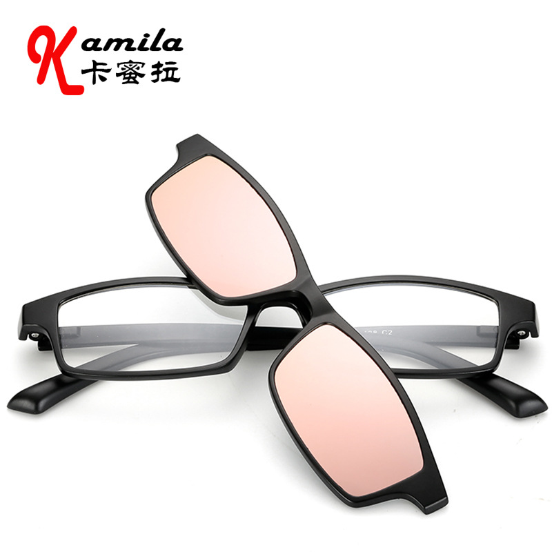 2251 TR90轻型眼镜架小方型平光镜近视套镜磁吸式太阳镜偏光墨镜