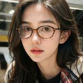 超轻书呆子复古玳瑁椭圆小框眼镜框女素颜神器可配度数W72396