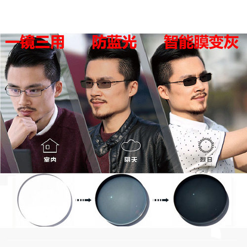 超薄变色变色镜片非球面防蓝光