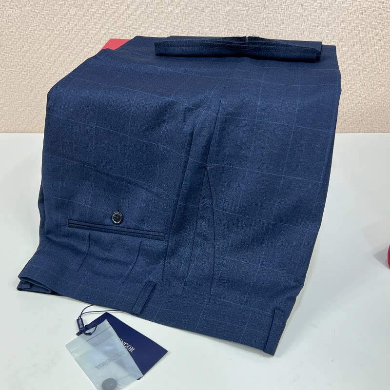 雅戈尔羊毛桑蚕丝男士修身格纹西裤商务高端西装裤春秋215045FIY