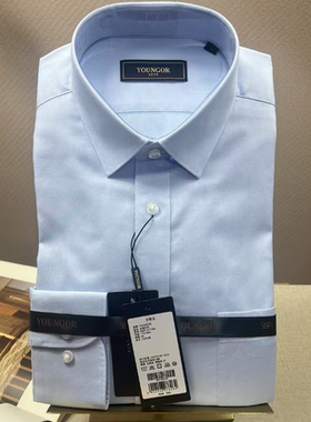 雅戈尔长袖衬衫男中青年纯棉免烫蓝色商务正装抗皱衬衣秋10171IFA