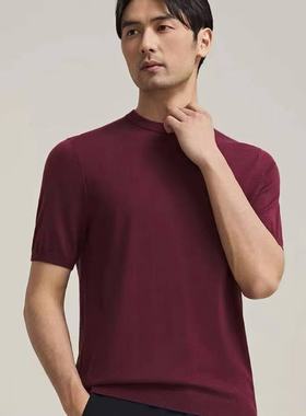 雅戈尔MAYOR美雅短袖T恤男羊绒桑蚕丝圆领衫柔软舒适好面料