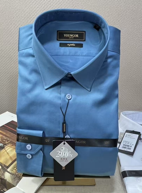 吊牌1680元雅戈尔男200高支缎面免烫修身版长袖衬衫VLTR119697HJY
