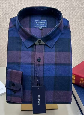 吊牌880雅戈尔保暖衬衫男加绒加厚商务休闲宽松磨毛格子115156KFA