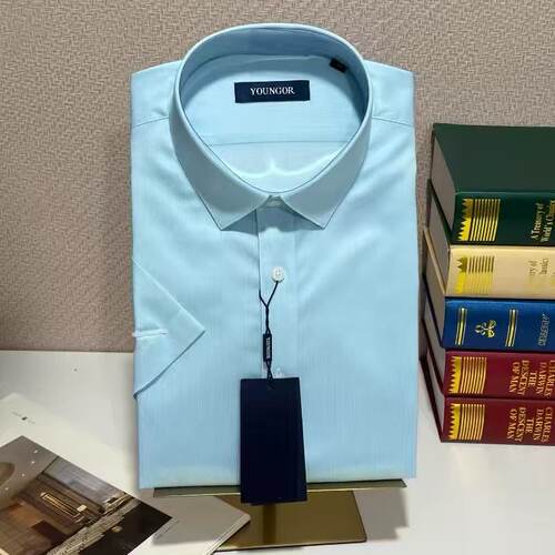 雅戈尔男士夏季DP免烫棉短袖衬衫