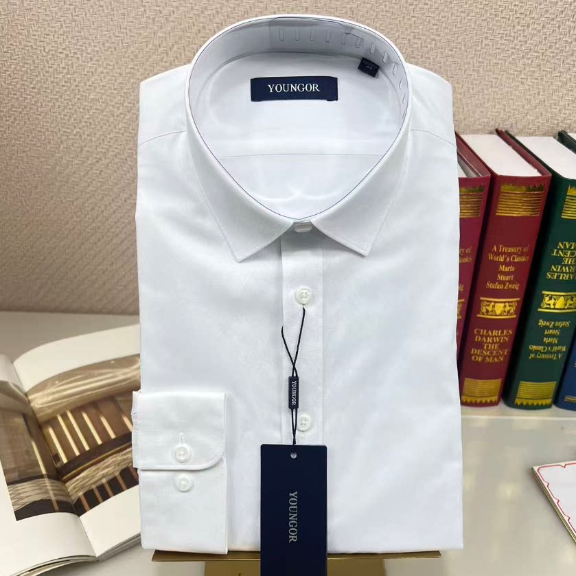 雅戈尔男士长袖衬衫商务白色免烫方领修身正装衬衣春季SK223