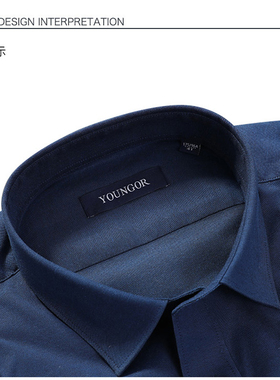 雅戈尔专柜男士商务衬衫长袖DP免烫蓝色修身款衬衣16278GFY