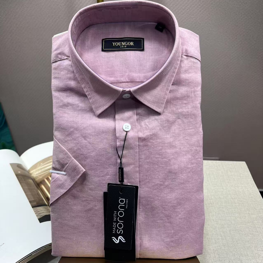 雅戈尔男士短袖衬衫正品亚麻透气