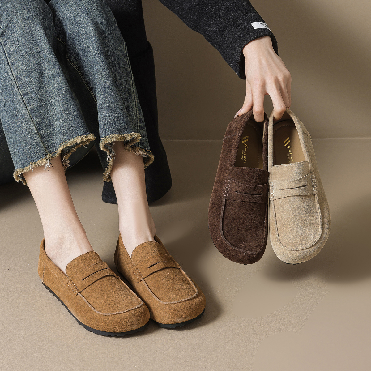 法式复古百搭勃肯鞋乐福鞋女单鞋女平底勃肯鞋博肯单鞋乐福鞋女