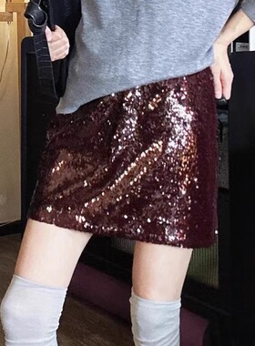 blingbling财阀千金设计师正品人鱼姬亮片气质时髦精半身包臀短裙