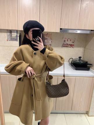 YUYEE_高支100澳毛金标双面呢大衣女冬2025秋冬款中长款毛呢外套