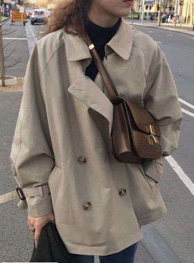 about nice 韩国 sienne ins博主时髦卡其色短款小个子风衣外套女