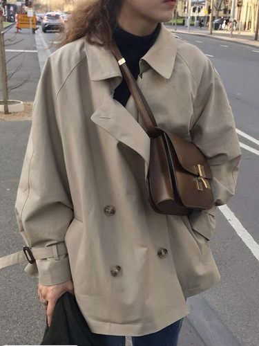 博主sienne卡其色小个子风衣外套