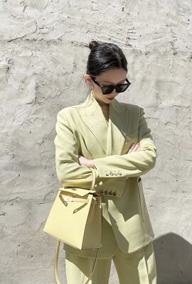 H型牛油果绿西装外套早春新品