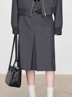 JOC专柜意大利重磅精纺羊毛VTG小廓形夹克/显瘦双腰半裙/中裤秋冬