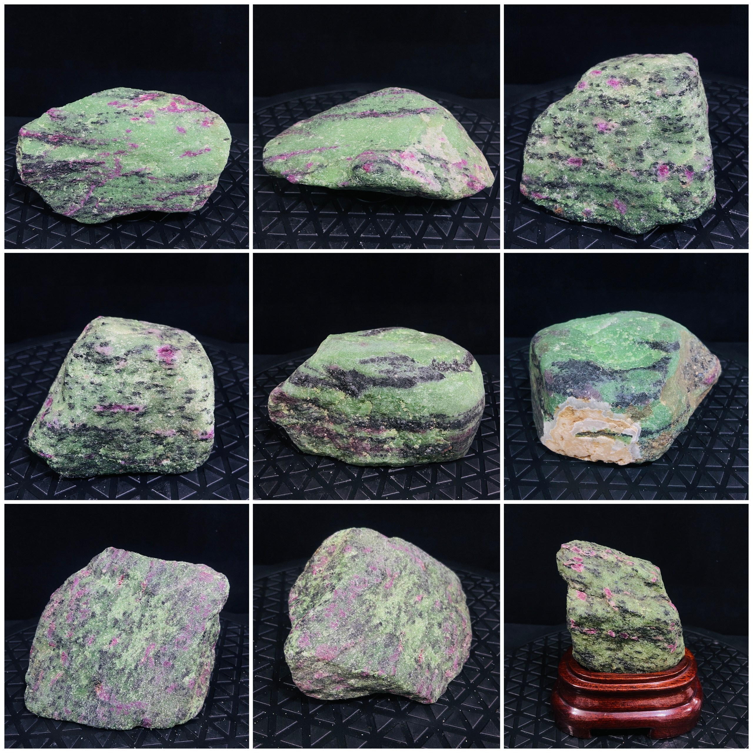 天然红绿宝石原石摆件原矿毛料雕刻手工DIY坠子把玩地质科普教学