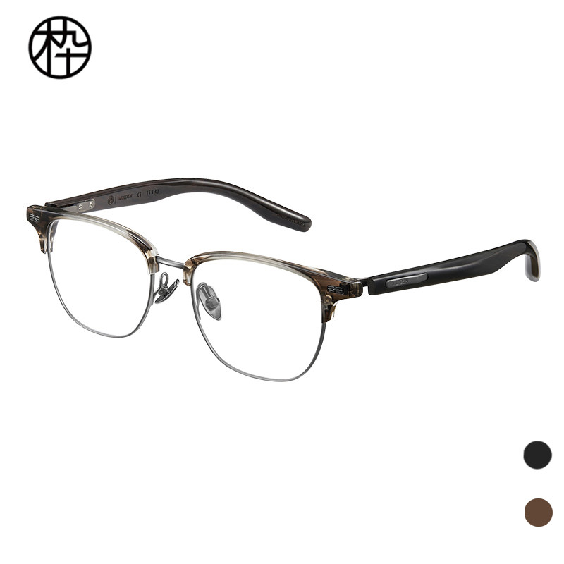 木九十专柜正品MJ12FM1178木腿半框眼镜框架复古造型精致造型男士