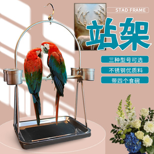 鹦鹉站架子不锈钢大型虎皮玄凤绣眼伯劳中小型活鸟训练鸟秋千用品