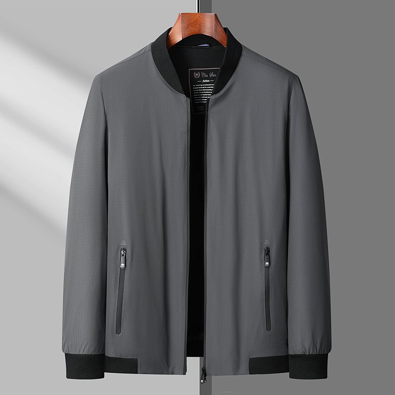 加肥加大码男士夹克春季新款胖子大号休闲立领茄克衫宽松外套格子