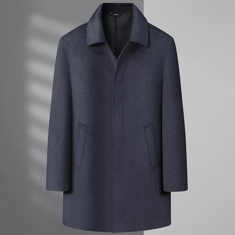 大码中长款羊毛呢大衣男中老年