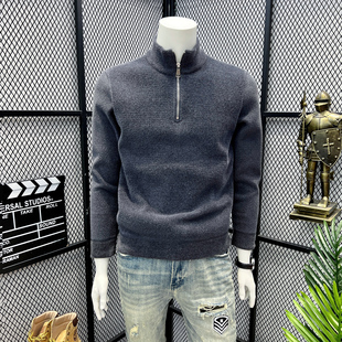2025秋季新款男士毛衣雪貂一体绒半拉链厚保暖卫衣加厚男款打底衫