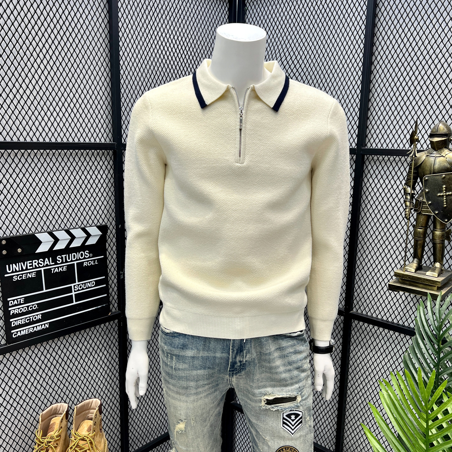 开衫毛衣外套男宽松美式复古帅气