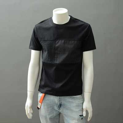 薄款重磅白色体恤拼接宽松半袖