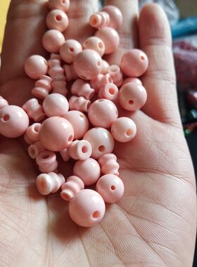 粉贝壳圆三通 佛塔无染色隔珠手串佛珠DIY配件