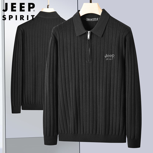 JEEPSPIRIT毛衣半拉链翻领