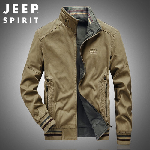 JEEPSPIRIT立领春秋双面穿夹克