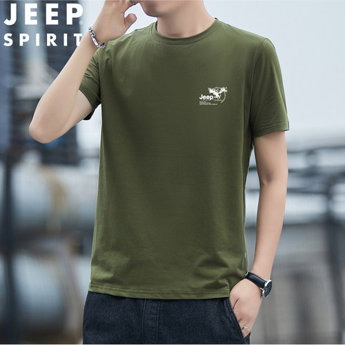 青年JEEP/吉普夏季短袖t恤男圆领