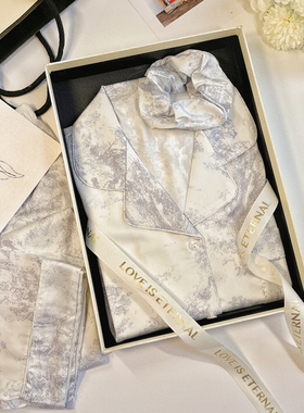 桑蚕丝情侣睡衣春夏秋季女款真丝高级感长袖长裤家居服套装可外穿