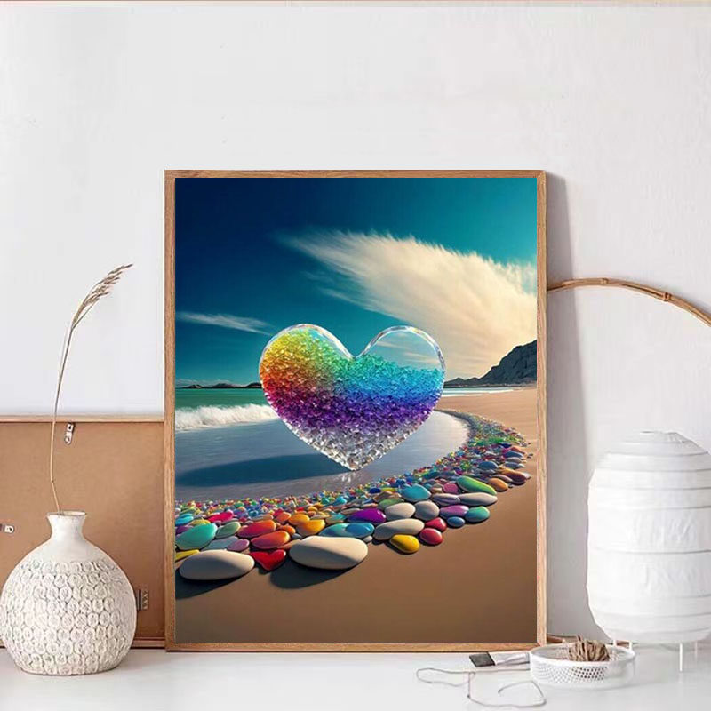 沙滩彩色爱心宝钻石画2026新款卧室装饰点贴绣唯美手工diy材料包,居家布艺,钻石绣,淘宝优惠券,粉丝福利购,淘宝优惠卷