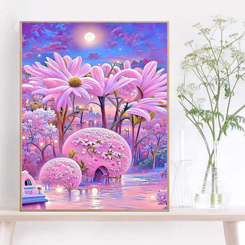 梦幻雏菊城堡手工5d点贴钻十字绣客厅卧室满钻风景钻石画2023新款,居家布艺,钻石绣,淘宝优惠券,粉丝福利购,淘宝优惠卷