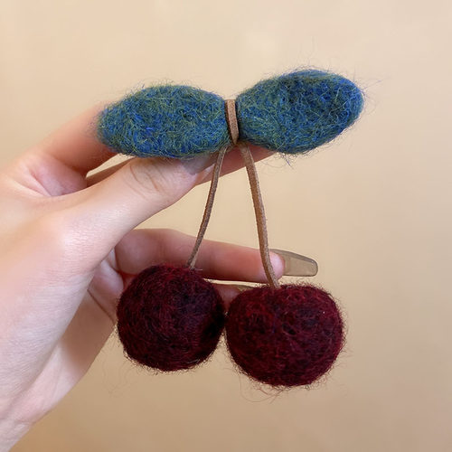 可爱樱桃毛呢胸针别针