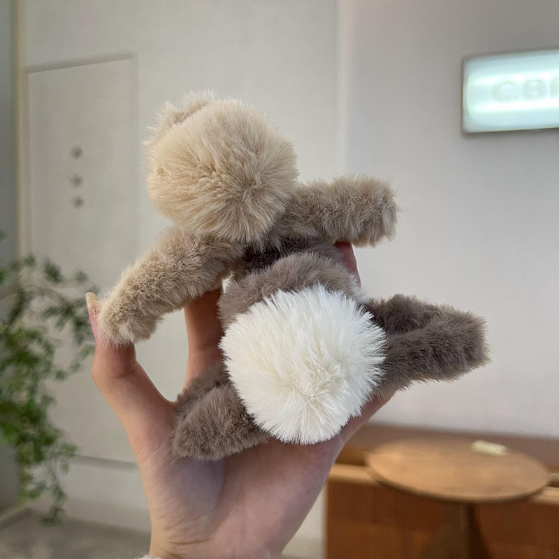 毛毛绒头发抓夹发夹子头饰发卡子女爪夹秋冬鲨鱼夹秋冬后脑勺盘发