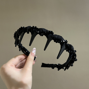 带齿梳蓬松发箍女倒梳头箍压发卡发捆头饰发旅高颅顶发窟水钻气质