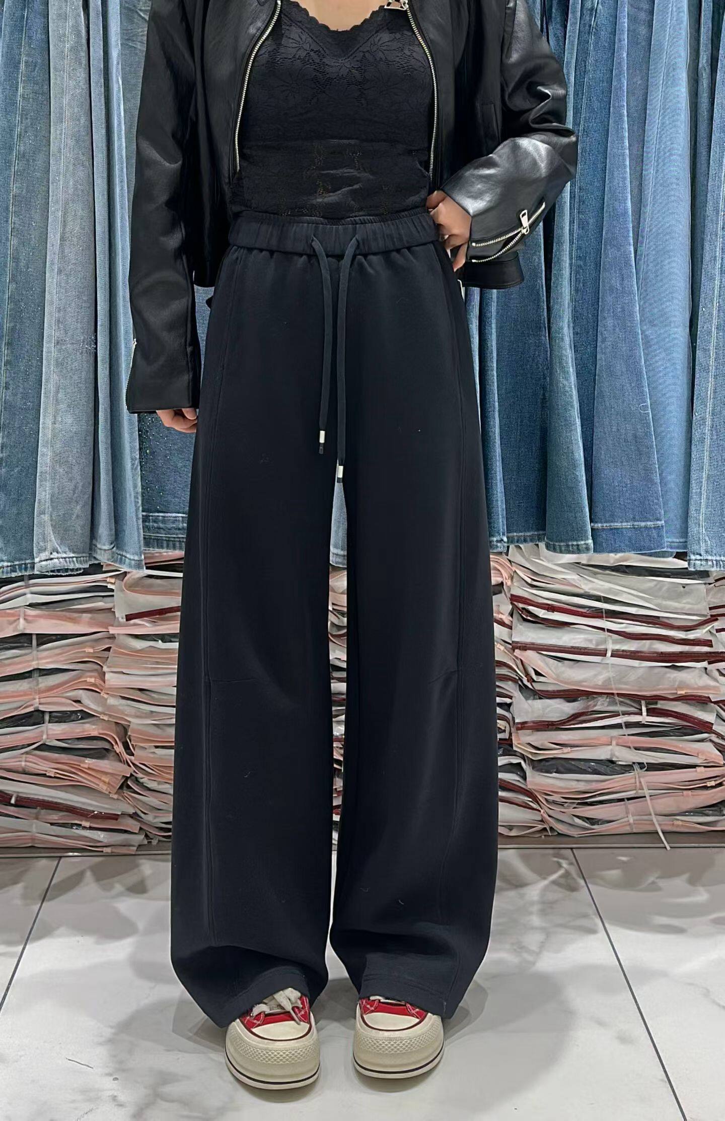 图作L0118春款新款2026松紧腰休闲裤女直筒裤窄版阔腿裤运动裤