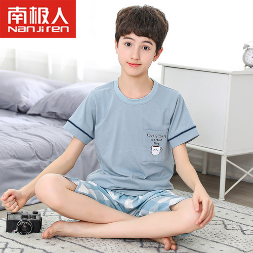 睡衣男童短袖纯棉夏季薄款家居服