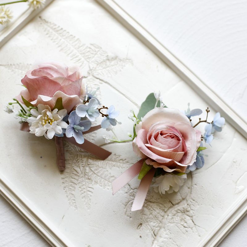 仿真玫瑰新郎伴郎结婚胸花新娘伴娘婚礼手腕花开业会议毕业装饰花