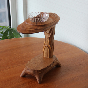 明院原创设计“星运者”柚木手冲滤杯架 V60支架创意咖啡器具摆件