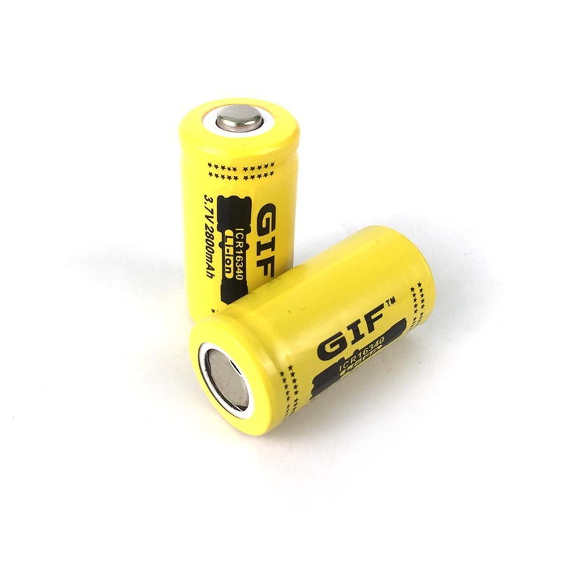 GIF黄色2800mah 16340锂电池3.7V电动牙刷可充电强光手电筒电池