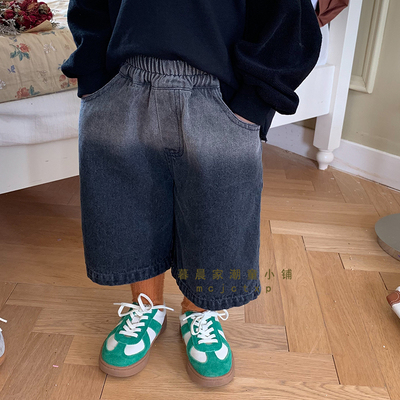 七八分牛仔直筒裤渐变色秋童裤