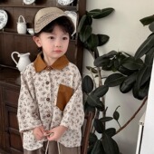 中小童森系复古风衬衣外套 衬衫 暮晨家新款 春秋2025男童碎花九分袖