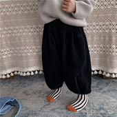 中小童森系洋气灯笼九分裤 男童2025新款 秋冬加绒灯芯绒阔腿休闲裤