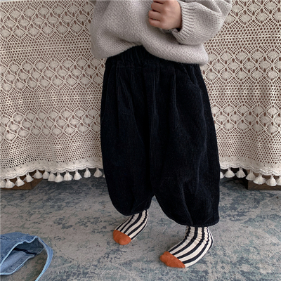 男童秋冬裤灯芯绒九分灯笼裤