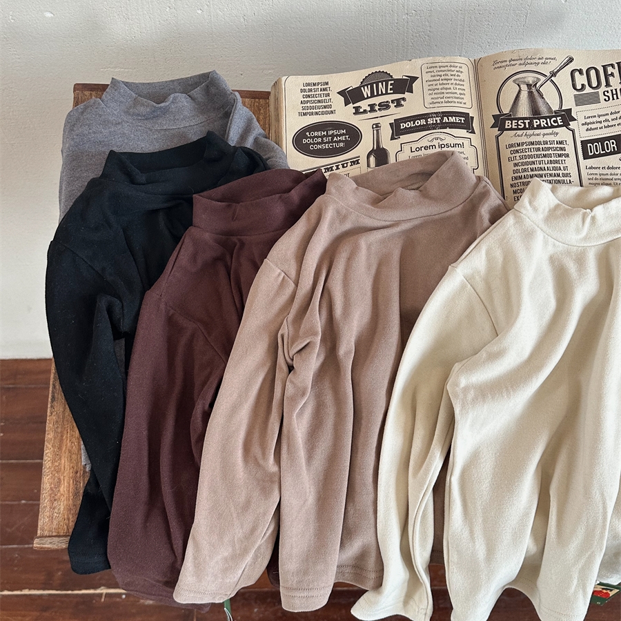 半高领简约长袖宽松秋季童打底衫