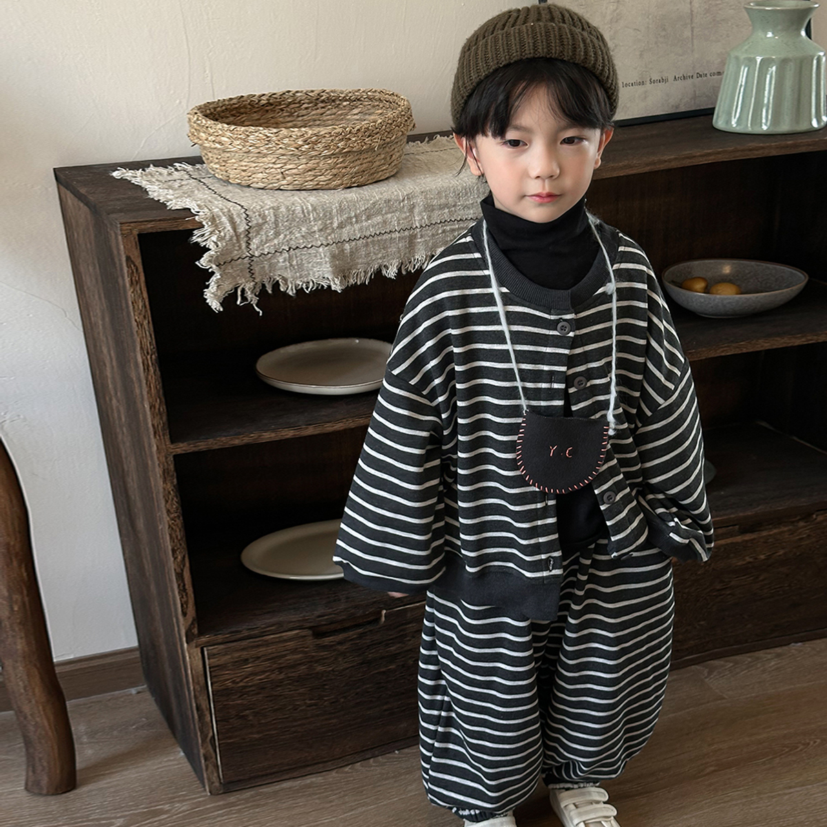 韩系牛仔两件套春秋季童套装拼色